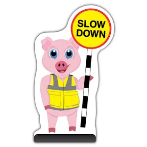Animal Cut Out Pavement Sign - Pig - Slow Down