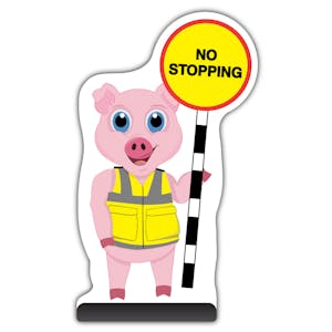 Animal Cut Out Pavement Sign - Pig - No Stopping