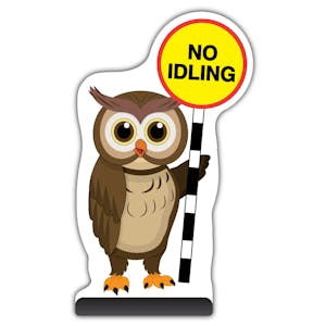 Animal Cut Out Pavement Sign - Owl - No Idling