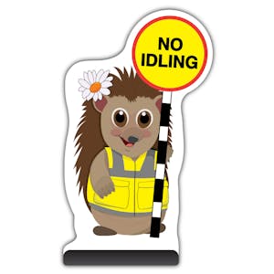 Animal Cut Out Pavement Sign - Hedgehog - No Idling