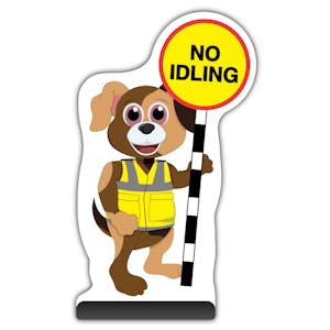 Animal Cut Out Pavement Sign - Dog - No Idling