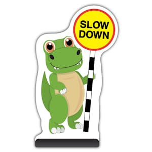 Animal Cut Out Pavement Sign - Dinosaur - Slow Down