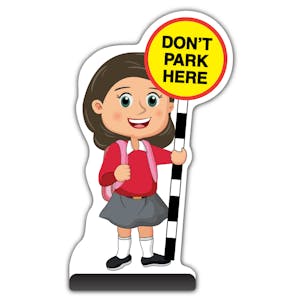 School Kid Cut Out Pavement Sign - Mollie  - Don’t Park Here - Red Uniform