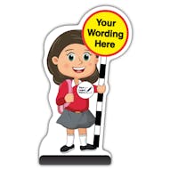 Custom Kid Cut Out Pavement Sign - Mollie - Red Uniform - Your Logo Here
