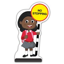 School Kid Cut Out Pavement Sign - Naomi  - No Stopping - Red Uniform