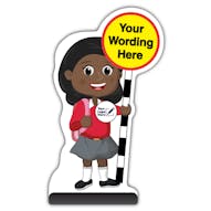 Custom Kid Cut Out Pavement Sign - Naomi - Red Uniform - Your Logo Here