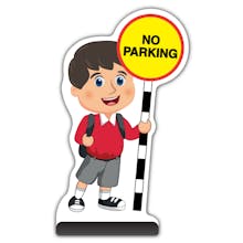 School Kid Cut Out Pavement Sign - Charlie  - No Parking - Red Uniform