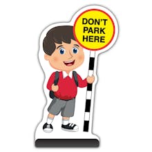 School Kid Cut Out Pavement Sign - Charlie  - Don’t Park Here - Red Uniform