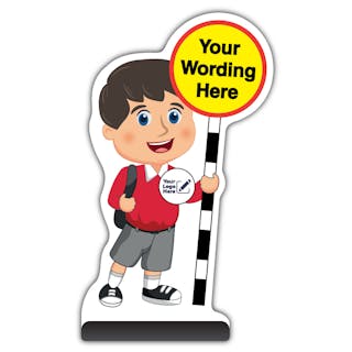 Custom Kid Cut Out Pavement Sign - Charlie - Red Uniform - Your Logo Here