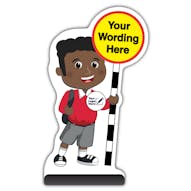 Custom Kid Cut Out Pavement Sign - Toby - Red Uniform - Your Logo Here