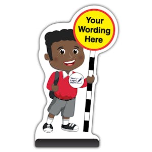 Custom Kid Cut Out Pavement Sign - Toby - Red Uniform - Your Logo Here