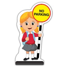 School Kid Cut Out Pavement Sign - Jess  - No Parking - Red Uniform