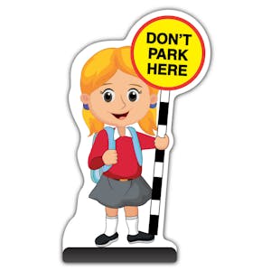 School Kid Cut Out Pavement Sign - Jess  - Don’t Park Here - Red Uniform