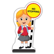 School Kid Cut Out Pavement Sign - Jess  - No Stopping - Red Uniform