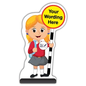 Custom Kid Cut Out Pavement Sign - Jess - Red Uniform - Your Logo Here