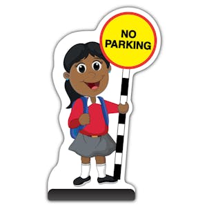 School Kid Cut Out Pavement Sign - Ruby  - No Parking - Red Uniform