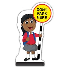 School Kid Cut Out Pavement Sign - Ruby  - Don’t Park Here - Red Uniform