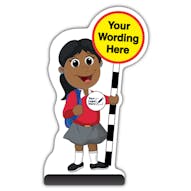 Custom Kid Cut Out Pavement Sign - Ruby - Red Uniform - Your Logo Here