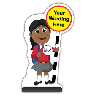 Custom Kid Cut Out Pavement Sign - Ruby - Red Uniform - Your Logo Here