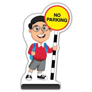 School Kid Cut Out Pavement Sign -  Liam  - No Parking - Red Uniform