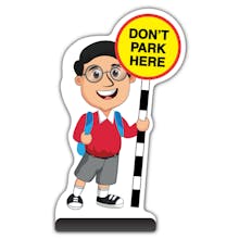 School Kid Cut Out Pavement Sign -  Liam  - Don’t Park Here - Red Uniform