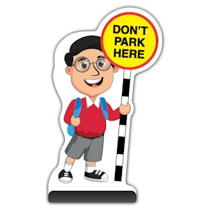 School Kid Cut Out Pavement Sign -  Liam  - Don’t Park Here - Red Uniform