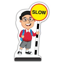 School Kid Cut Out Pavement Sign -  Liam  - Slow - Red Uniform