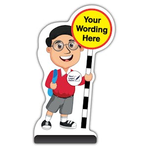 Custom Kid Cut Out Pavement Sign - Liam - Red Uniform - Your Logo Here
