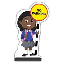 School Kid Cut Out Pavement Sign - Naomi  - No Parking - Blue Uniform