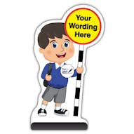 Custom Kid Cut Out Pavement Sign - Charlie - Blue Uniform - Your Logo Here