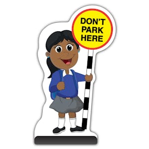 School Kid Cut Out Pavement Sign - Ruby  - Don’t Park Here - Blue Uniform