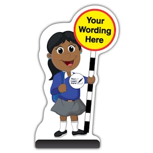 Custom Kid Cut Out Pavement Sign - Ruby - Blue Uniform - Your Logo Here
