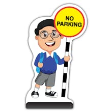 School Kid Cut Out Pavement Sign -  Liam  - No Parking - Blue Uniform