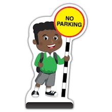 School Kid Cut Out Pavement Sign - Toby  - No Parking - Green Uniform