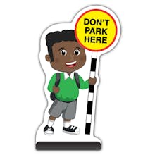 School Kid Cut Out Pavement Sign - Toby  - Don’t Park Here - Green Uniform