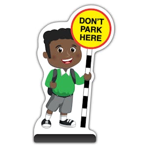 School Kid Cut Out Pavement Sign - Toby  - Don’t Park Here - Green Uniform