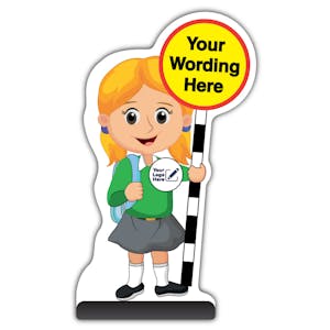 Custom Kid Cut Out Pavement Sign - Jess - Green Uniform - Your Logo Here