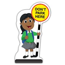 School Kid Cut Out Pavement Sign - Ruby  - Don’t Park Here - Green Uniform