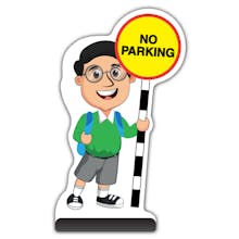 School Kid Cut Out Pavement Sign -  Liam  - No Parking - Green Uniform