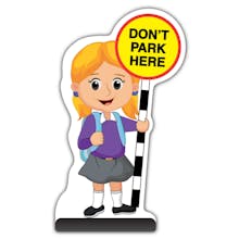 School Kid Cut Out Pavement Sign - Jess  - Don’t Park Here - Purple Uniform