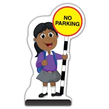 School Kid Cut Out Pavement Sign - Ruby  - No Parking - Purple Uniform