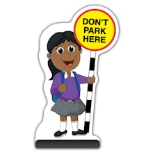 School Kid Cut Out Pavement Sign - Ruby  - Don’t Park Here - Purple Uniform