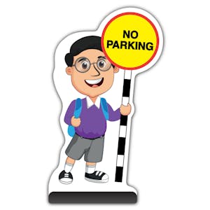 School Kid Cut Out Pavement Sign -  Liam  - No Parking - Purple Uniform