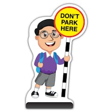 School Kid Cut Out Pavement Sign -  Liam  - Don’t Park Here - Purple Uniform