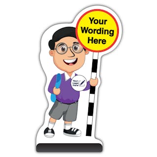 Custom Kid Cut Out Pavement Sign - Liam - Purple Uniform - Your Logo Here