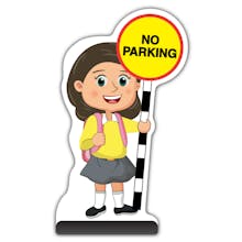 School Kid Cut Out Pavement Sign - Mollie  - No Parking - Yellow Uniform