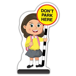 School Kid Cut Out Pavement Sign - Mollie  - Don’t Park Here - Yellow Uniform