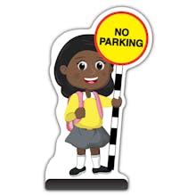 School Kid Cut Out Pavement Sign - Naomi  - No Parking - Yellow Uniform