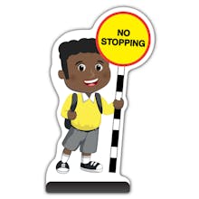 School Kid Cut Out Pavement Sign - Toby  - No Stopping - Yellow Uniform