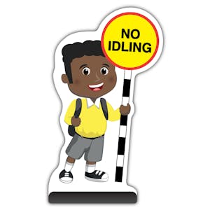 School Kid Cut Out Pavement Sign - Toby  - No Idling - Yellow Uniform